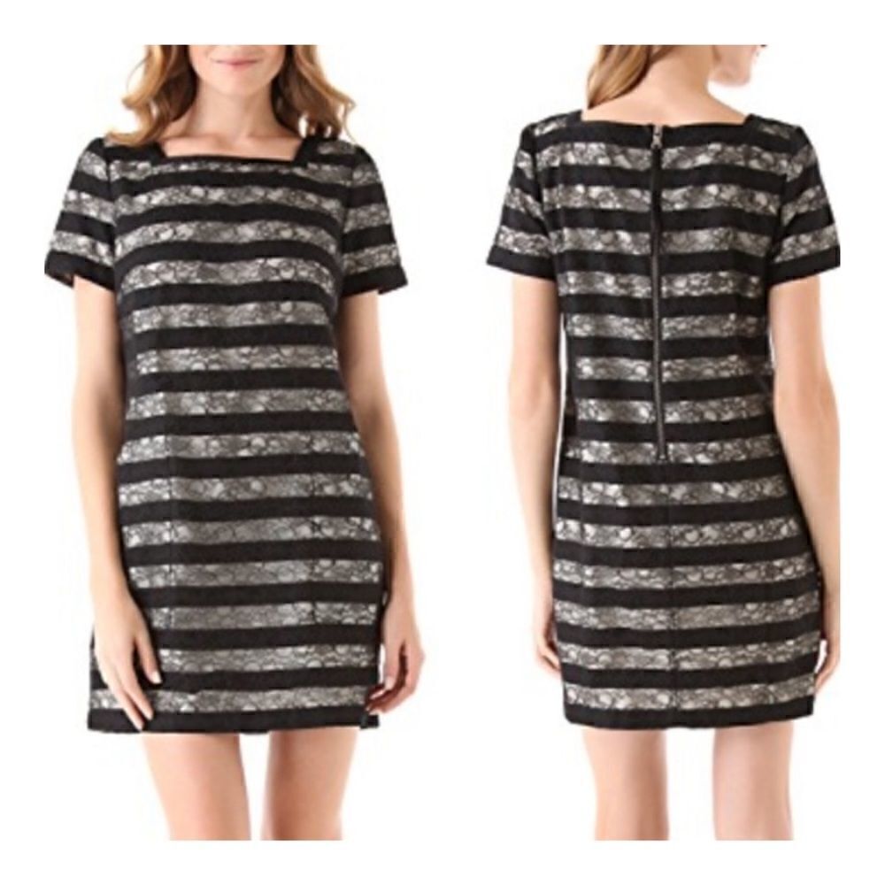 Marc by Marc Jacobs Lucienne Mini Dress Black & White Striped Laces